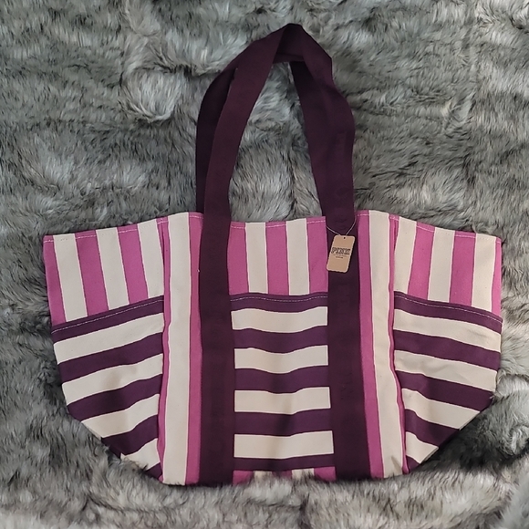 PINK Victoria's Secret Handbags - Pink By Victoria's Secret Chic Striped Tote Bag